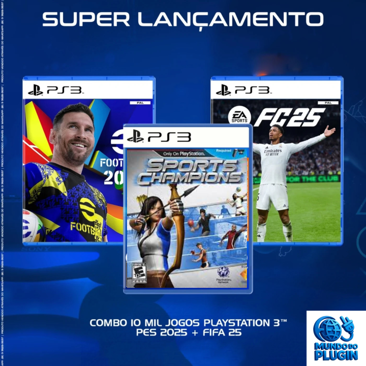 Combo PLAYSTATION 3 10.000 Mil Jogos + Pes 2025 + Fifa 25