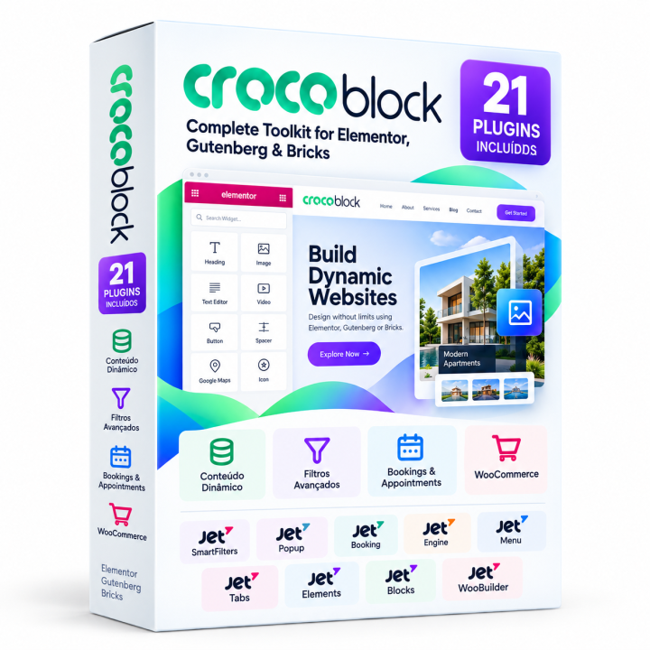 Crocoblock Mega Pack 21 Plugins WordPress + JetPlugins –Envio Automático