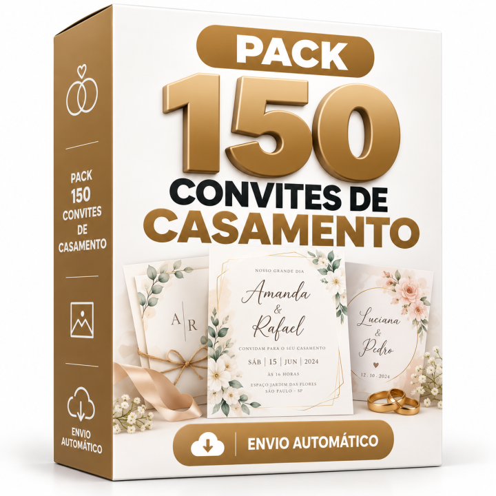 Pack 150 Convites de Casamento –Envio Automático