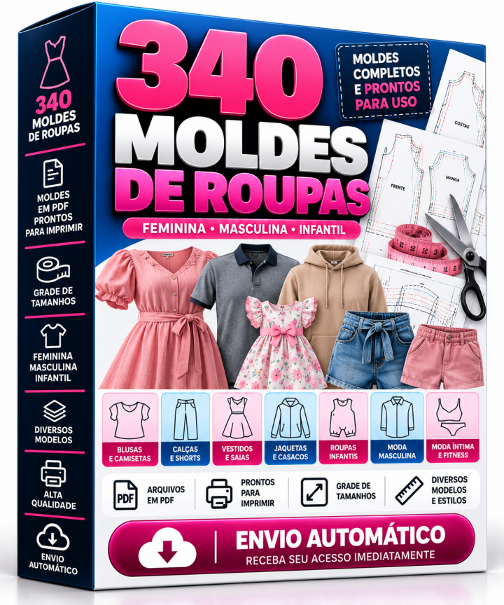 340 Moldes de Roupas –Envio Automático