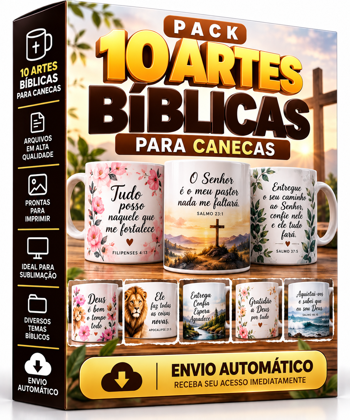 Pack 10 Artes Bíblicas para Canecas –Envio Automático