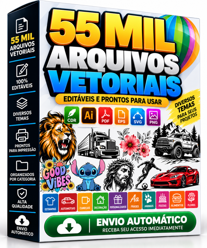 55 Mil Arquivos Vetoriais –Envio Automático