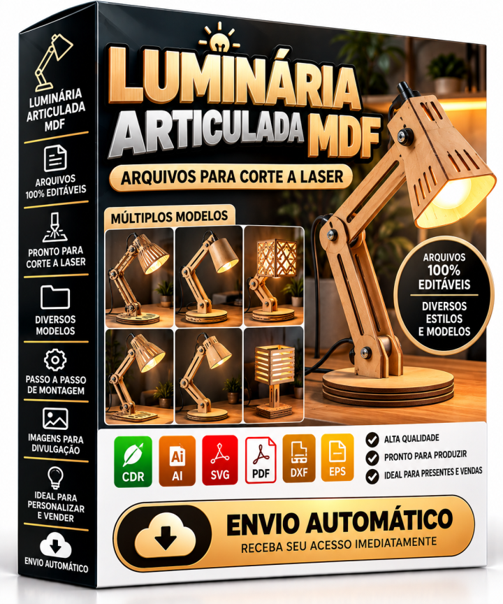 Luminária Articulada MDF –Envio Automático