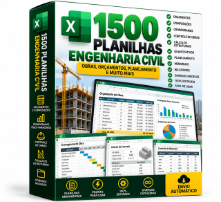 1500 Planilhas Engenharia Civil –Envio Automático