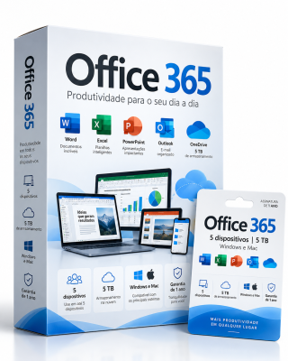 Office 365 para 5 dispositivos  5 TB (Windows e Mac) – Garantia de 1 ano