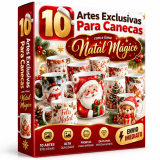 Miniatura de 10 Artes Exclusivas para Canecas com Tema Natal Mágico | Envio Imediato