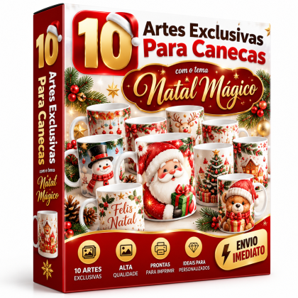 10 Artes Exclusivas para Canecas com Tema Natal Mágico | Envio Imediato