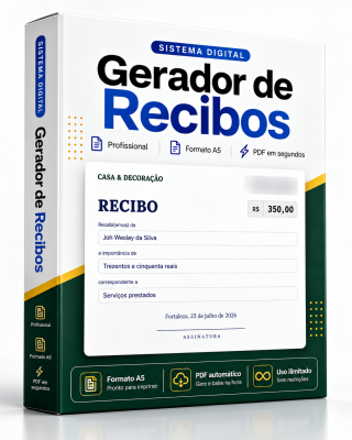 Recibo Digital Automático  Gerador de Recibos em PDF A5 e A4 Envio Imediato